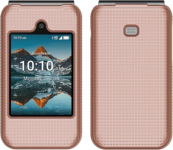 Grid Series for Consumer Cellular Iris イージー フリップ スマホケース ローズゴールド ピンク