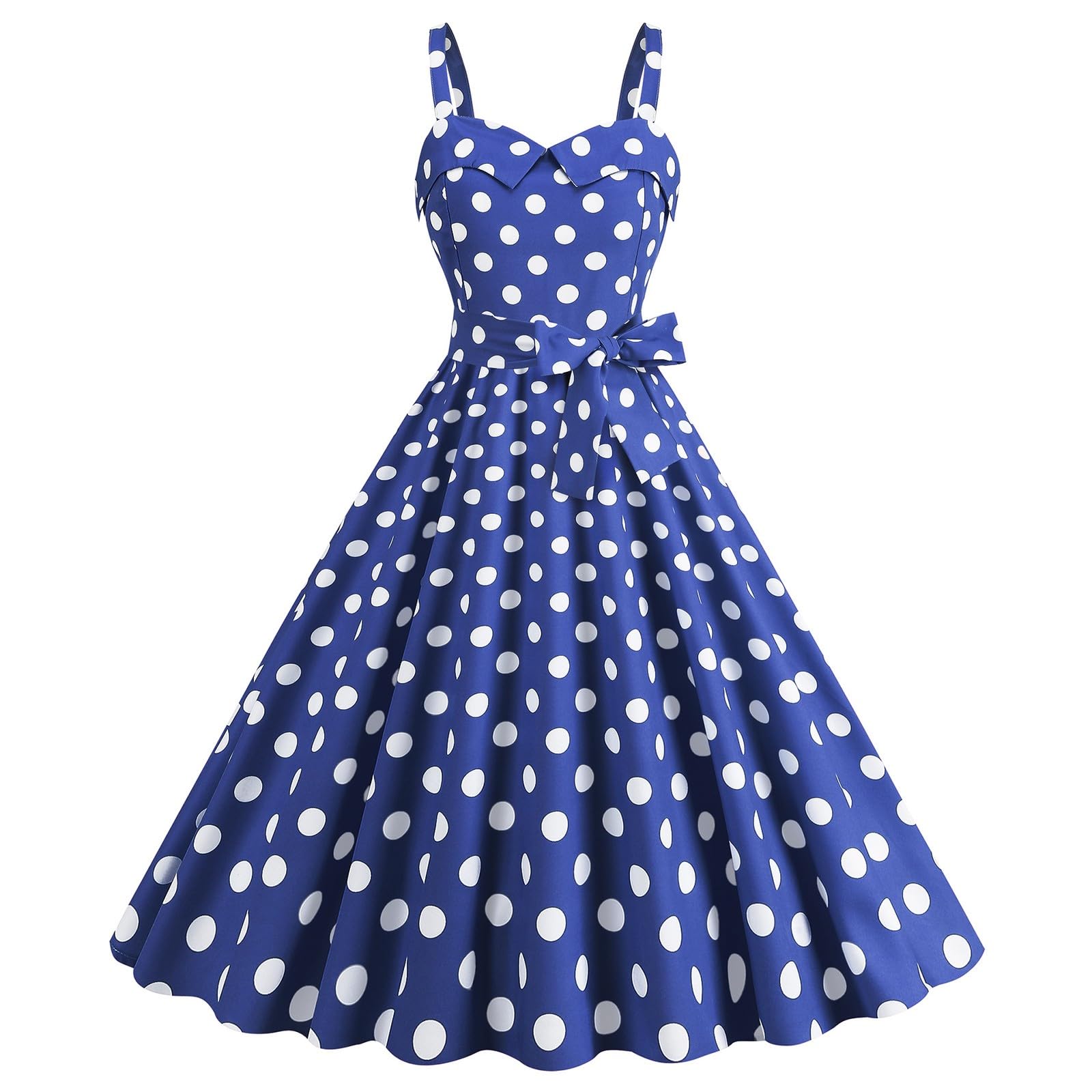 Robe Vintage Années 50 Femme Retro Rockabilly Pin Up Élégante Robes sans Manche Dos Nu Décolleté en Cœur Polka Dot Trapèze Mariage Cocktail Soirée Fête Cérémonie Décontractée au Genou Midi