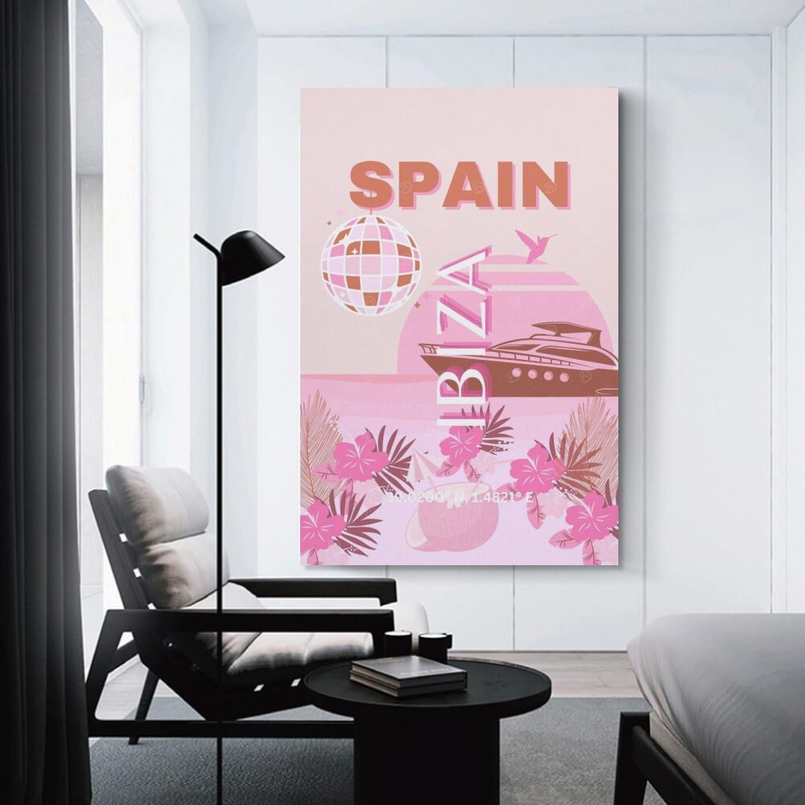 Junmoney Spain, Ibiza Travel Poster Canvas Art Print 20x30inch(50x75cm), for Feature Walls in Flats Or Modern Rooms, Ideal for Building A Coordinated Art Wall