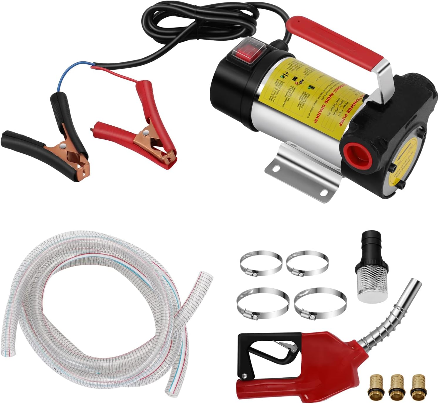 12V Dieselpumpe Selbstansaugend 45L/min | Mit Schläuchen Für LKW & Tanks