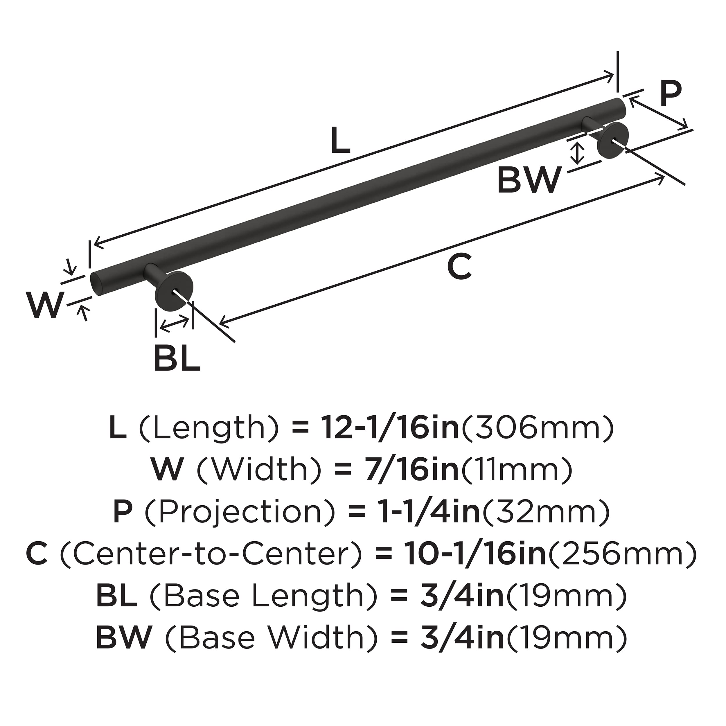 Amerock, Matte Black, 10-1/16 in. Center-to-Center - Image 4