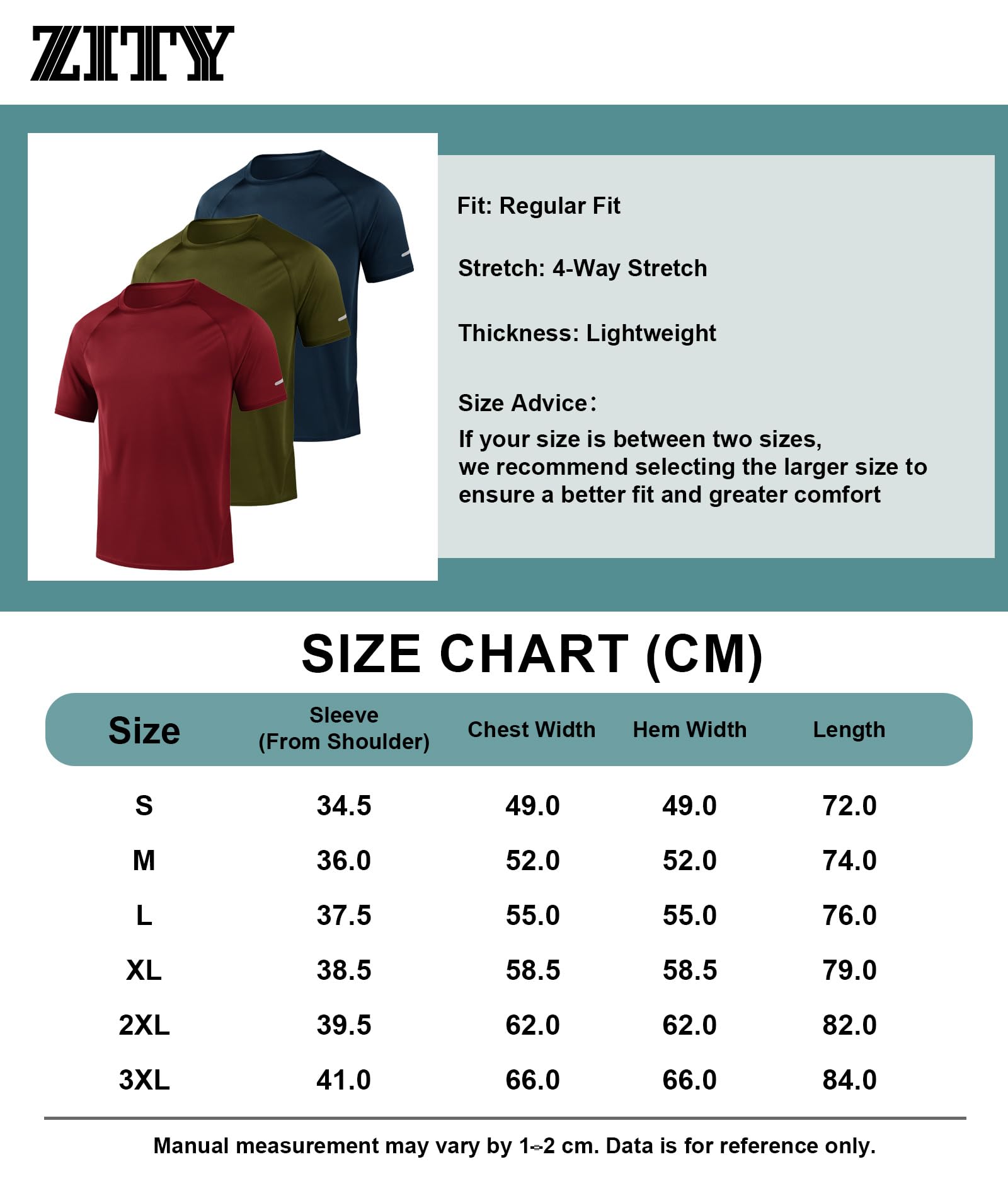 ZITY 3 Pezzi T-Shirt Uomo Sportive Magliette Manica Corta Traspirante Estate T Shirt Asciugatura Rapida Tshirt Funzionale Trekking Fitness Maglietta