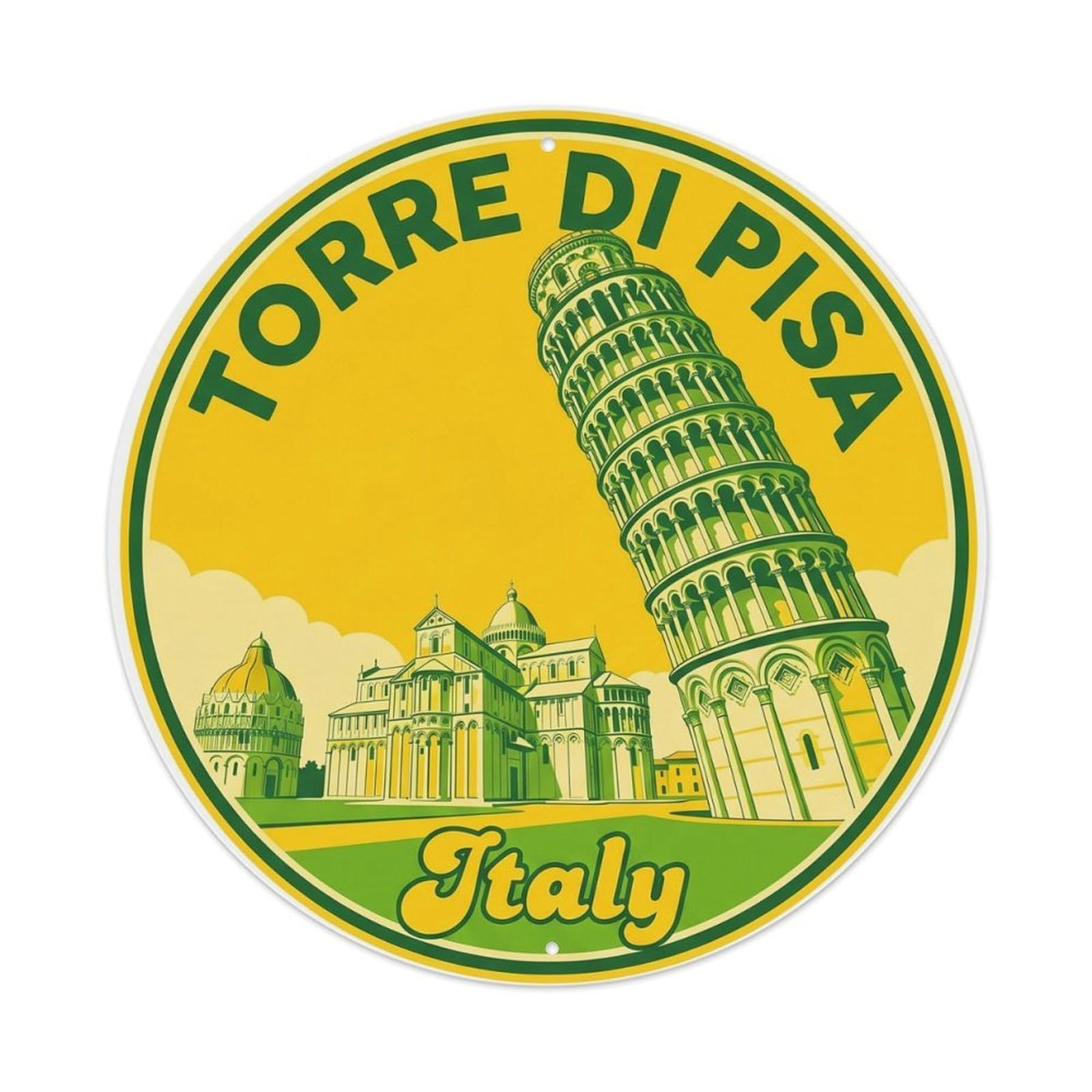 Fqnyr Style Vintage Travel Leaning Tower Italy Metal Tin Sign