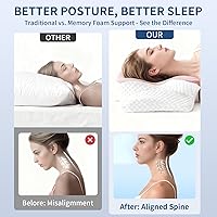 Vista 2 de Neck Pillow for Pain Relief Cooling Cervical Pillow for Sleeping, Contour Orthopedic Memory Foam Pillows for Back Stomach Sleepers (Pink)