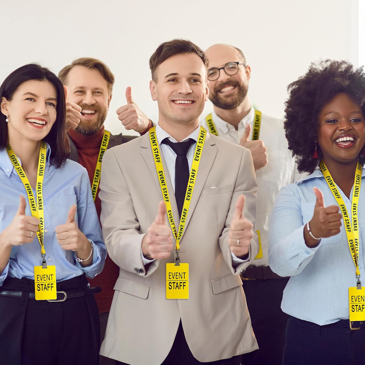 Qilery 50 Set Event Staff Lanyards with PVC Cards Lanyard Pass Staff Cards with Metal Swivel Hook for Concert Event Party Organizer Conference Party Office Supplies (Yellow)
