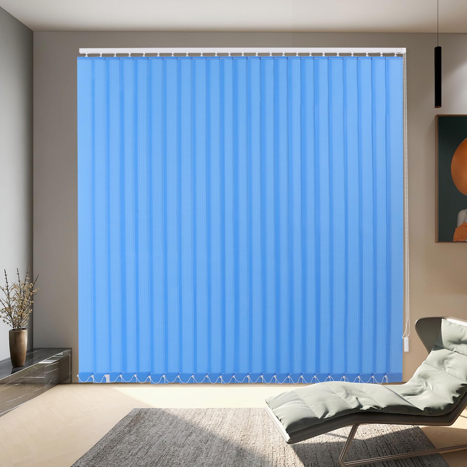 180x200cm Store à Lamelles pour Maison et Bureau, Fibre de Polyester et Alliage D'aluminium, Store Vertical Interieur, Matériel Montage Inclus, Protection de La Vie Privée (Bleu)