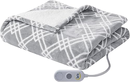 Miniatura 8 de Serta Manta eléctrica reversible de vellón a sherpa, de calentamiento rápido, cubierta suave, temporizador de apagado automático de seguridad, baja