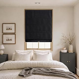 Blackout Cordless Roman Shades for Indoor Windows, 430GSM Chenille Fabric