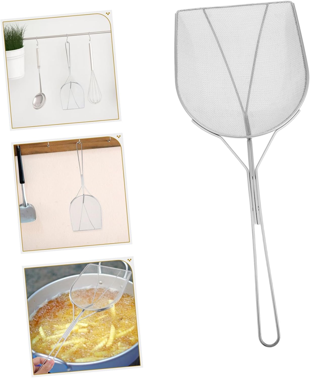 Camping Utensils Oil Strainer Skimmer Spoon Fine Mesh for Cooking Camping Pan Wok