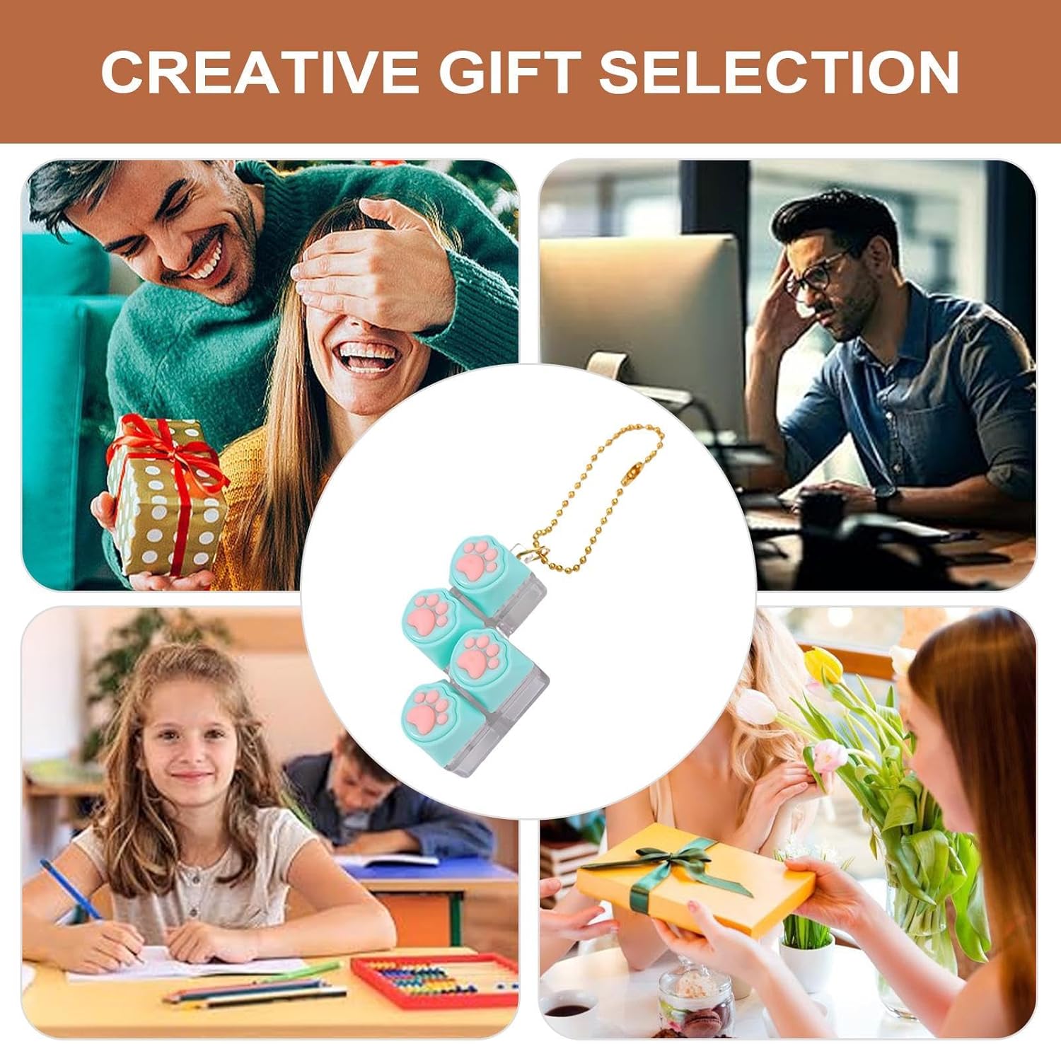 Keyboard Fidget Toy, Portable and Compact, 6.2x3.2x3.2cm, Cat Paw Mechanical Keyboard Fidget Swi-tch, Portable Stress Relief Clicker, Easy to Carry, for Classroom School Work Home Car Travel