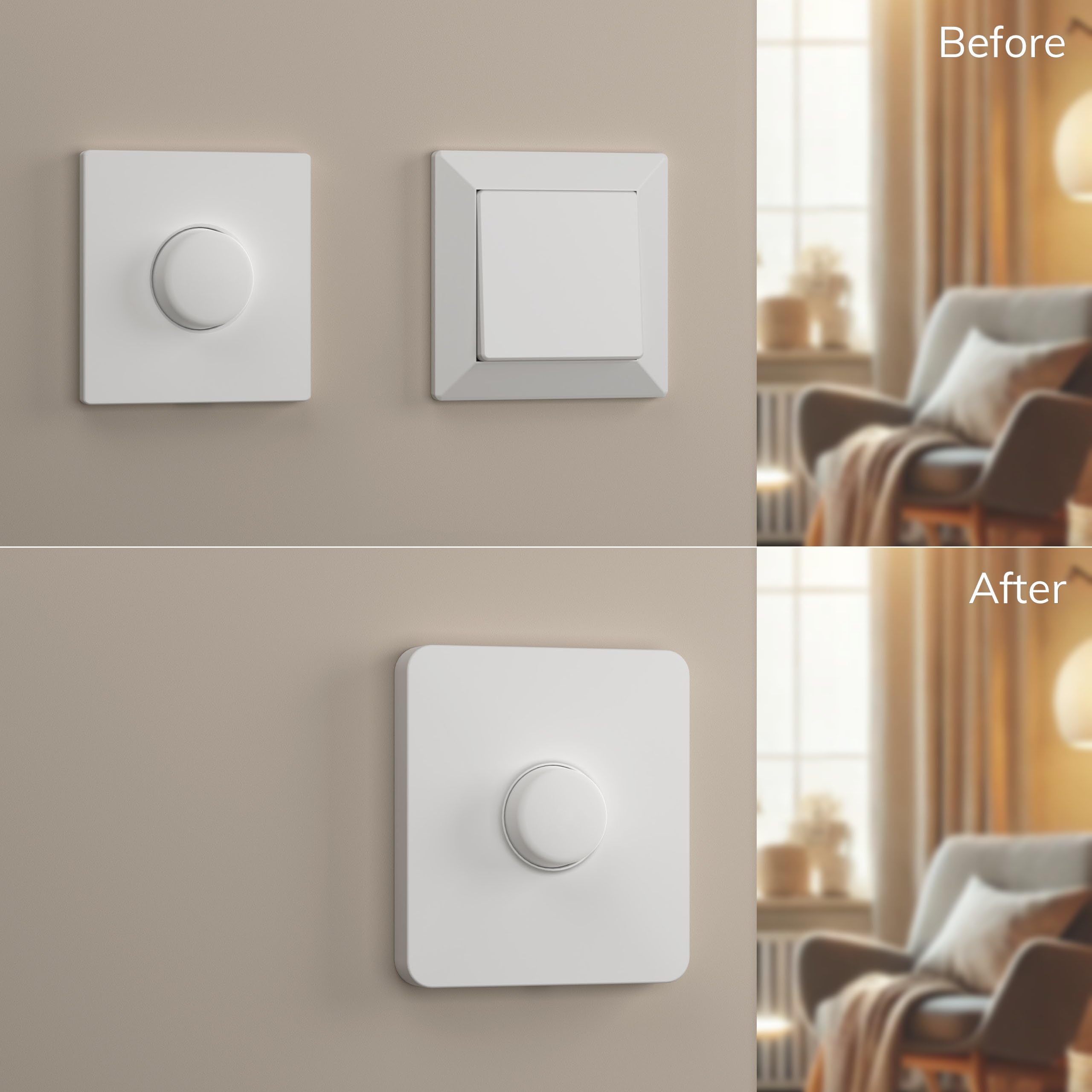 Pro Osłona Przełącznika dla Philips Smart Button, Kompatybilna z Hue Switch Cover, Adapter Płyty Przełącznika Zdalnego Oświetlenia, 1-Gang (2-Pack) | Nakładka na pojedynczy włącznik światła, do Smart Button, 2 szt., Button nie jest dołączony