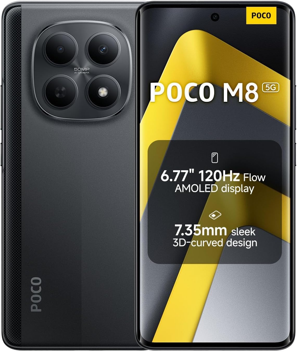 XIAOMI Poco M8 5G Ai (Compatible with Tmobile Mint Tello & Global) (512GB + 8GB) 50MP Dual Camera NFC 6.77" 144Hz Octa Core Unlocked Dual Sim Model 25118PC98G Liberado (Silver)