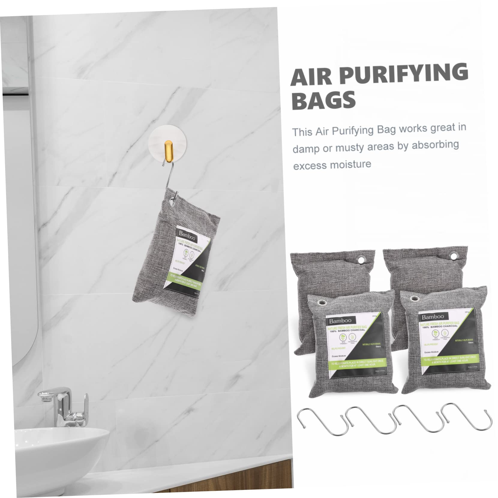 ULTECHNOVO Set 1 Borsa di Purificazione Aria Carbòn Attivato Non Tessuto, Assorbi Umidità e Odori per Auto e Ufficio, Sacchetti Deodoranti al Bambù