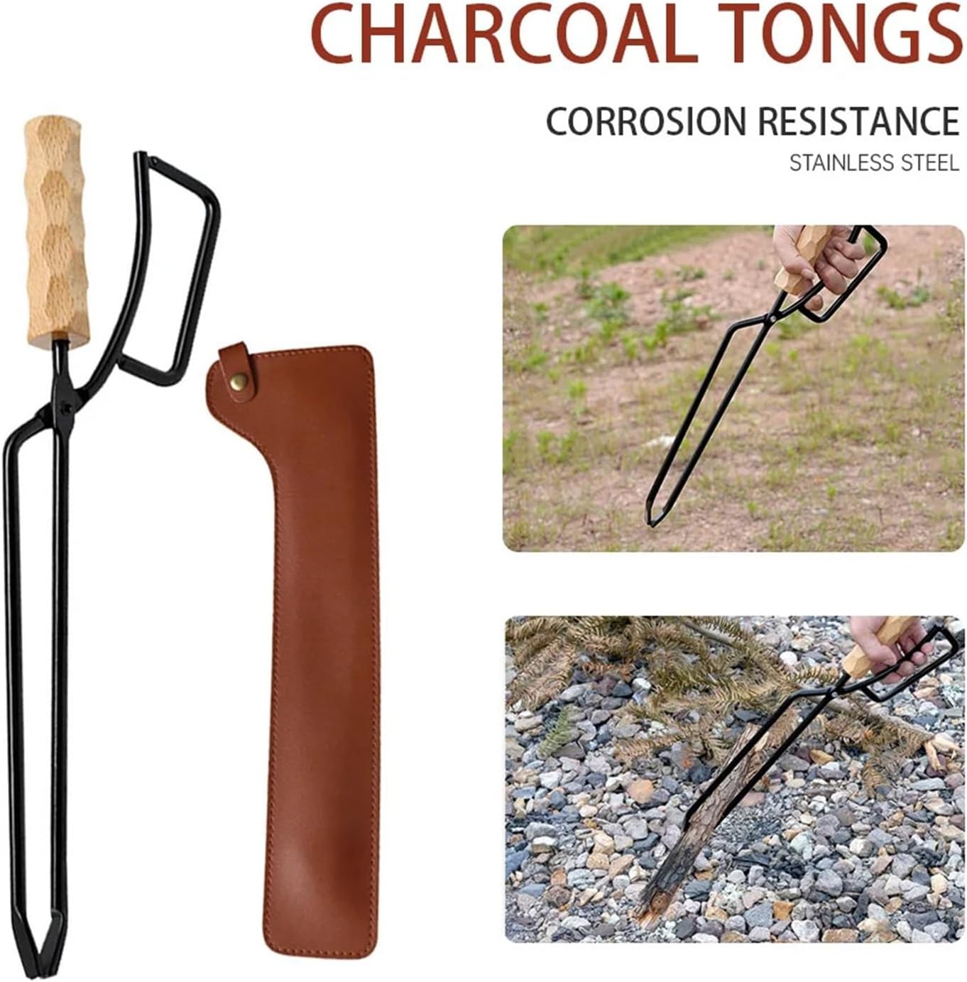 ステンレススチール製ファイヤートング バーベキュートング ロングハンドル チャコールウッド ゴミプライヤー クリップ ポータブル キ