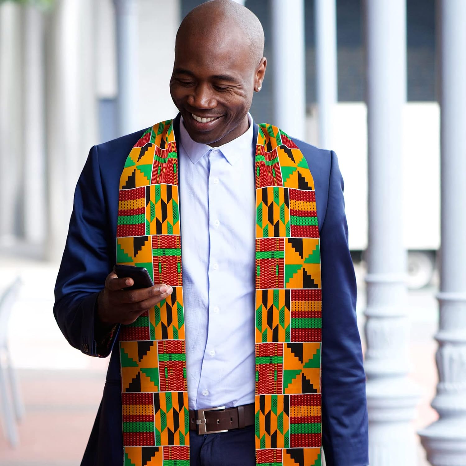 Hicarer African Kente Print Stole Sash African Kente Cloth Scarf Graduation Black History Month Kwanzaa Gifts for Adults