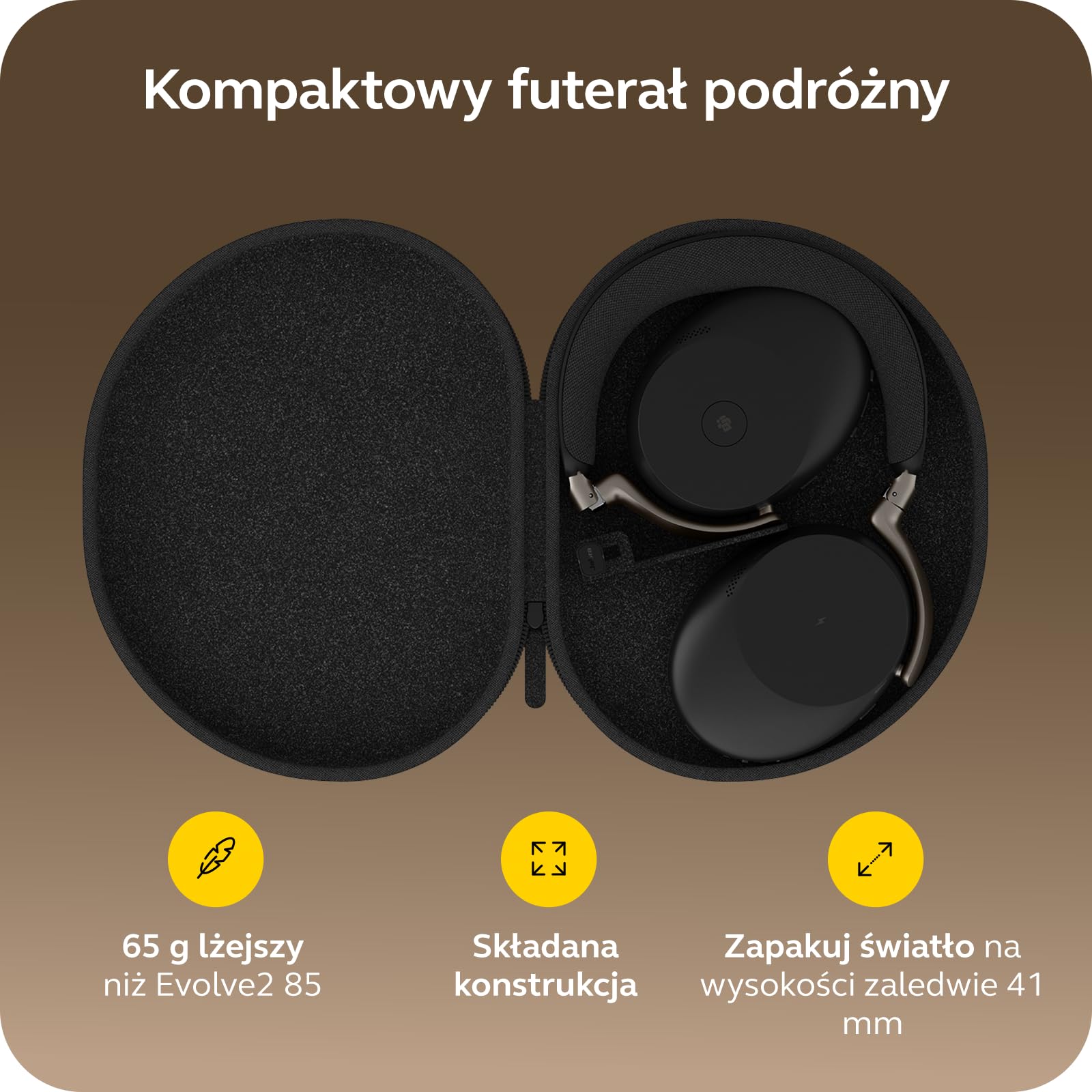 Jabra Evolve3 85 Bezprzewodowy Zestaw Słuchawkowy Bluetooth Nauszny, Czarny | Z Mikrofonem do Pracy, USB-C, AI Połączenia, Adaptacyjna Aktywna Redukcja Szumów, 25h Bateria, do Aplikacji Meetingowych
