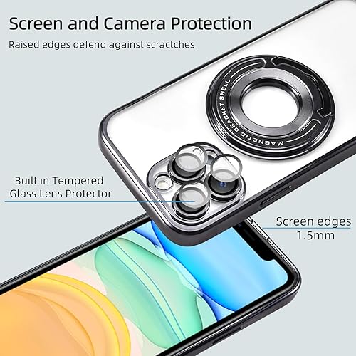 Miniatura 7 de Funda magnética con soporte invisible para iPhone 13 Pro Max, compatible con MagSafe, protector de lente de cámara integrado, chapado de lujo,
