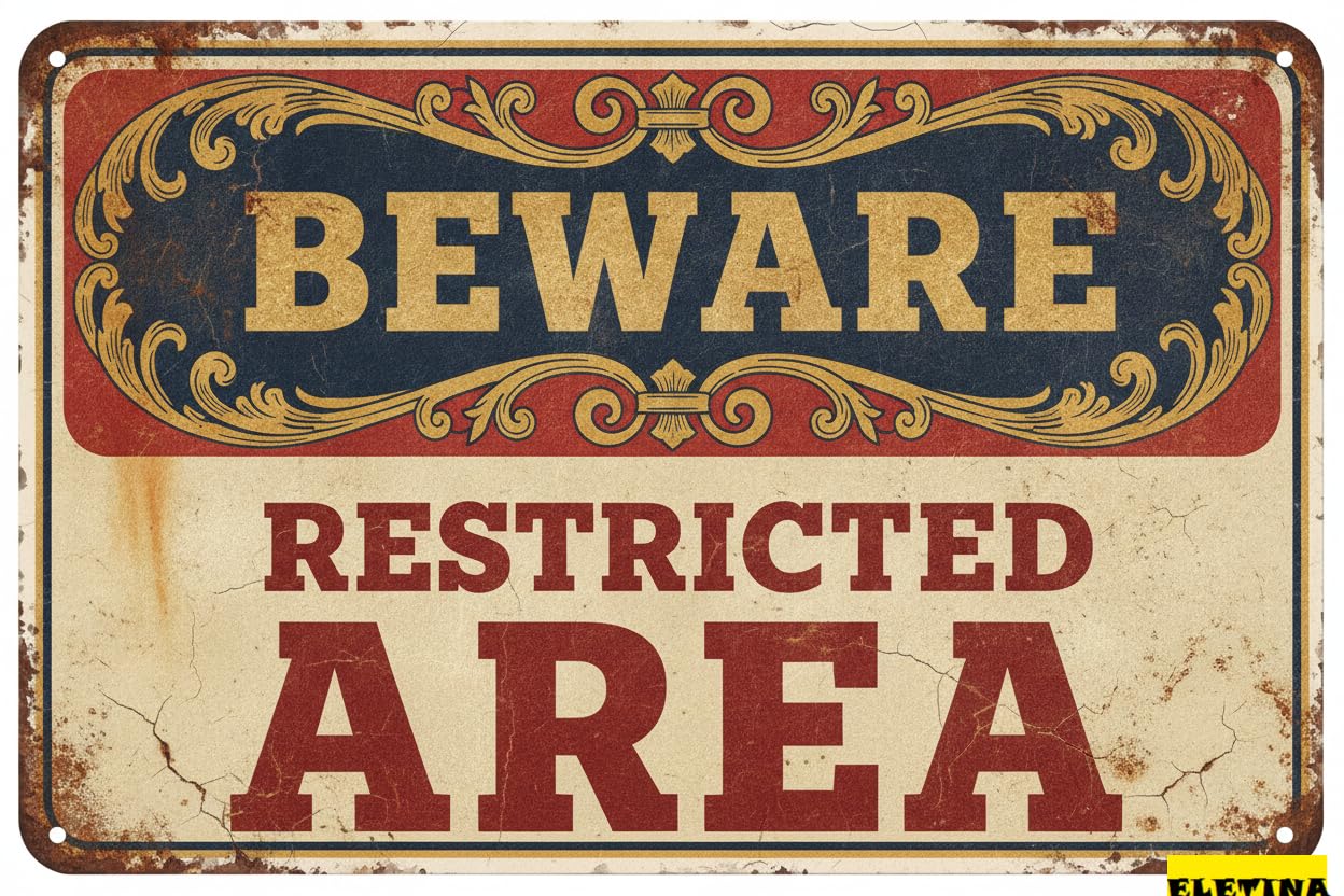 Personalized Sign for Man Cave Metal Plate Age - Beware Restricted Area Metal Tin S Vintage 8x12in Private Property Decorative