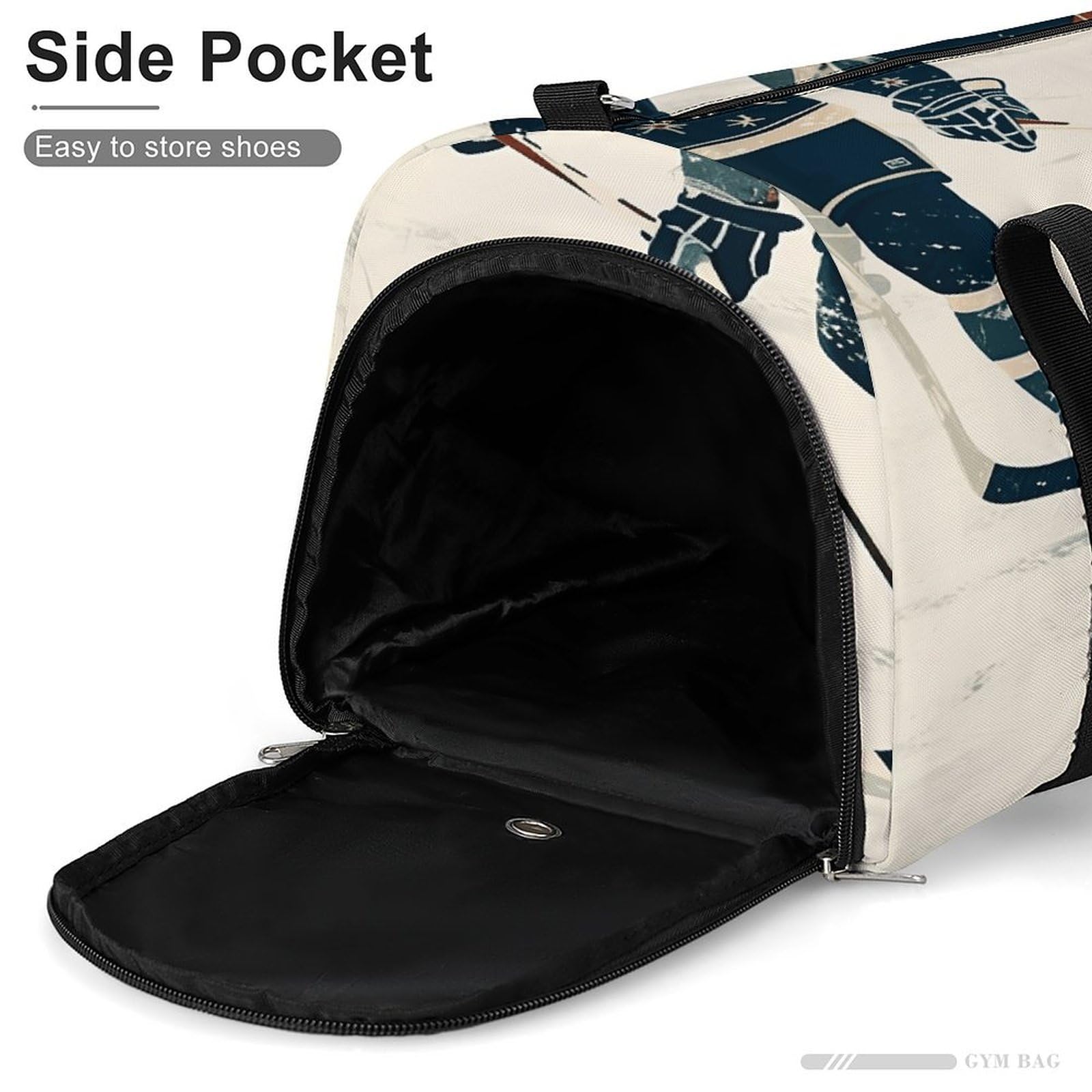 Sac de sport étanche avec compartiment à chaussures pour homme et femme Motif hockey sur glace, Motif hockey sur glace., Taille unique