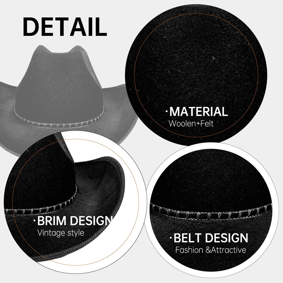 BSLVV 2 Pack Adult Cowboy Hats Dark Brown & Black Western Hats for Men Women - Image 2