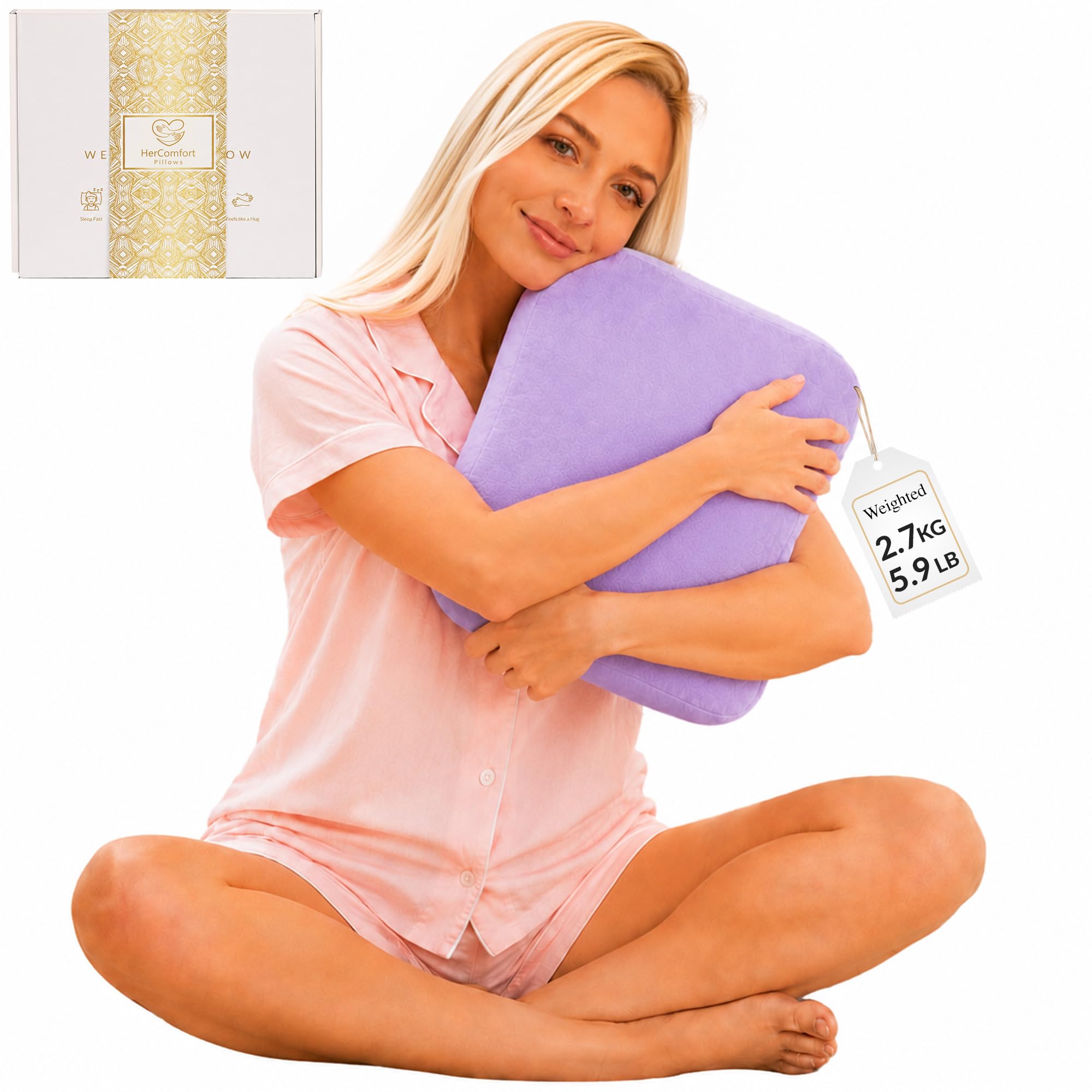HerComfort Pillows Weighted Pillow for Adults 3 KG | 104 * 30 CM | Sleep Better & Feel Calm | Weighted Body Pillow | All-Season | Sleeping Hugging Pillows for Adults | Helps to Focus