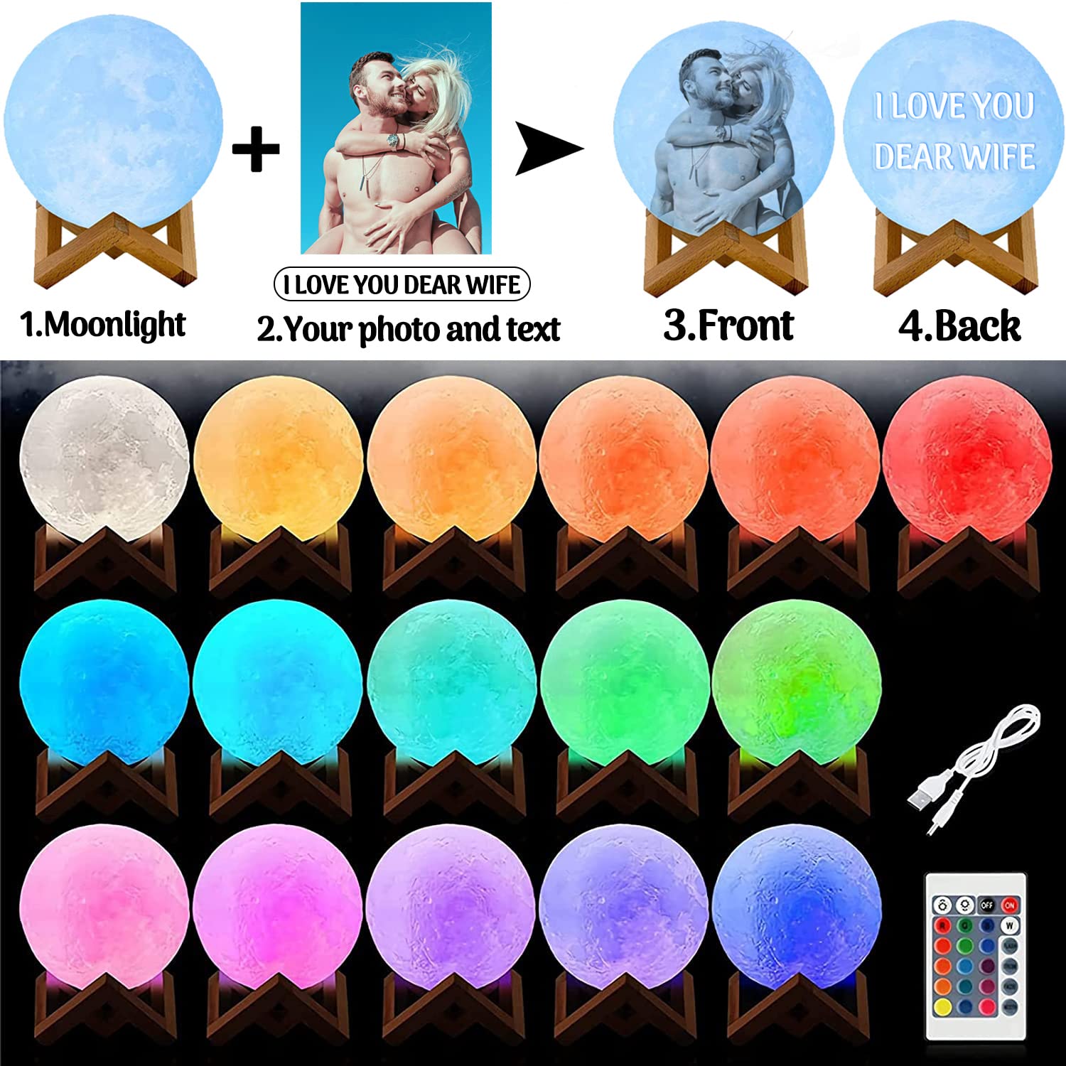 Lampada lunare personalizzata con foto 3D: luce notturna