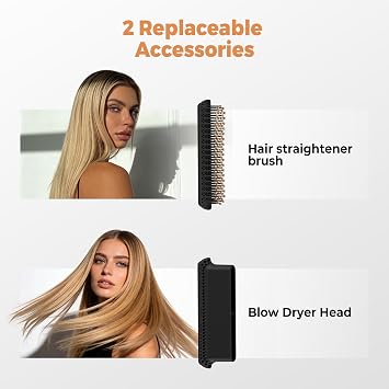 Hair Straightener 3 in 1 Wet to Dry High-Speed Airflow, Air Straightener Hair Dryer 2 Interchangeable Tool, No Heat Damage LCD Display Auto Shut-Off for All Hair Types