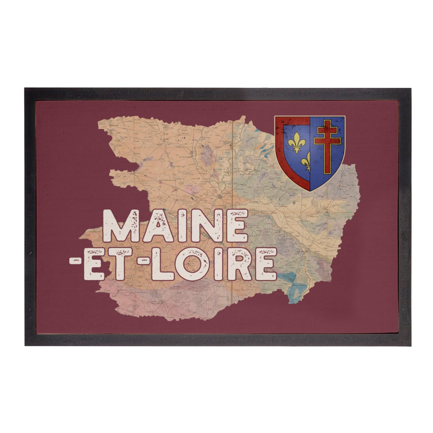 Paillasson rouge carte Angers 49 cadeau déco original Maine et Loire pour crémaillère
