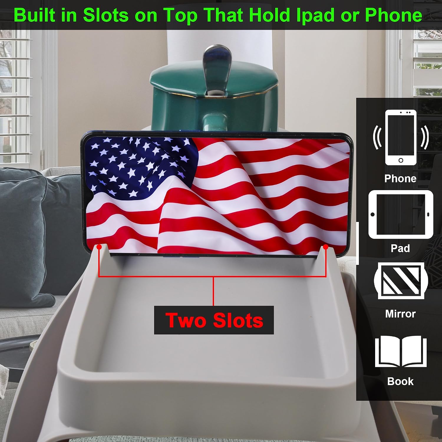 Silicone Couch Cup Holder Tray(1Pack) and Silicone-Wooden Couch Caddy(1Pack),Bundle