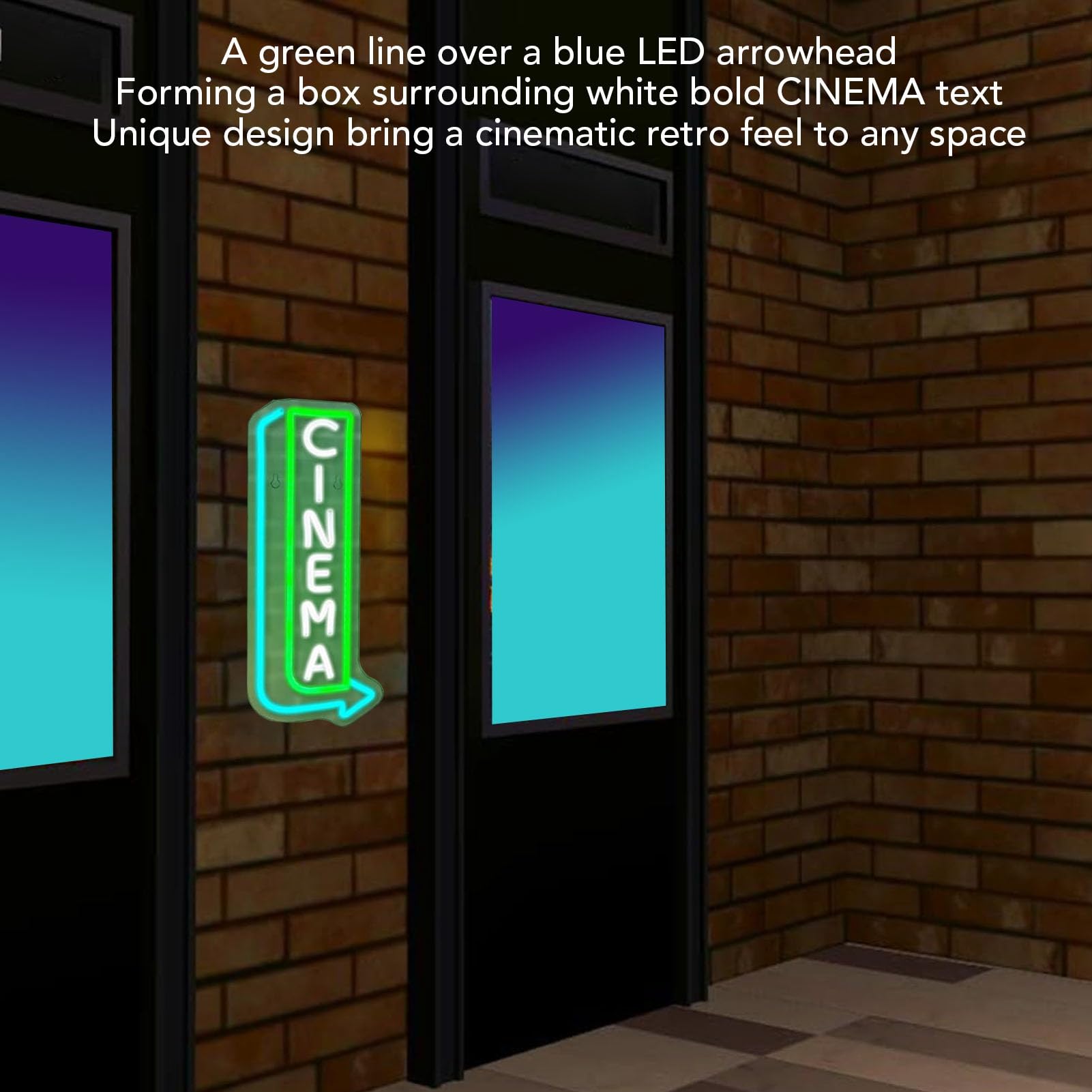 Luocute Cinema Neon Sign, Arrows Neon Light for Wall Decor Movie Teatro Segni a LED Film LED per Home Theater Film Room Decorazione del Negozio Commerciale, Impiccato