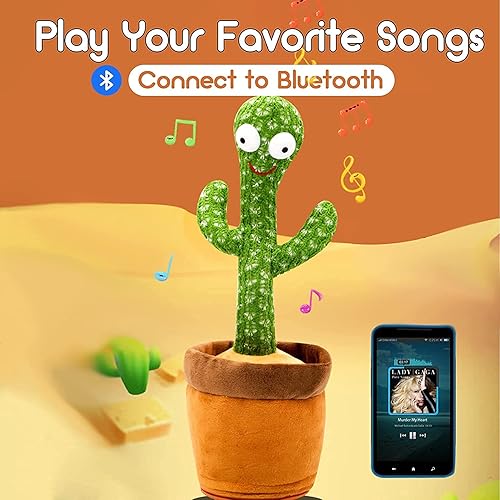Miniatura 2 de Juguete de cactus bailarín 2023 Bluetooth [reproduce tus canciones] Graba repitiendo lo que dices, juguete recargable de cactus que habla y canta,