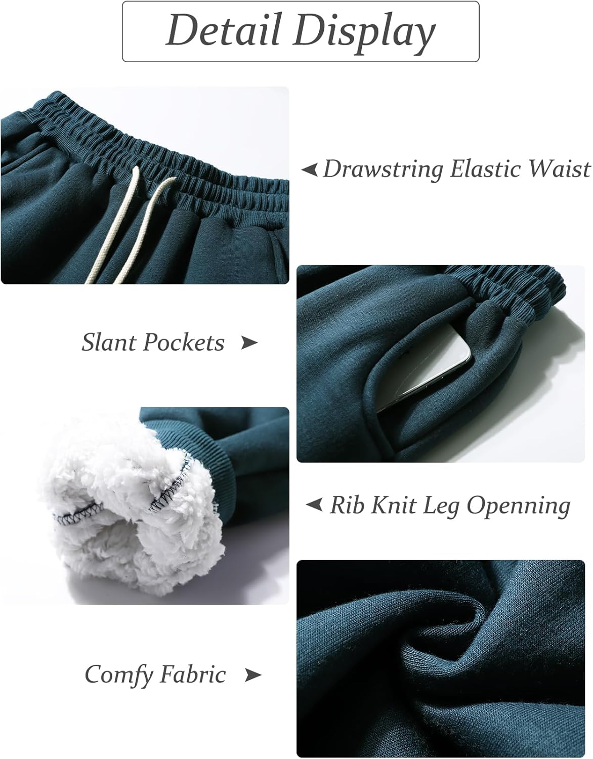 Flygo Women's Winter Warm Fleece Joggers Pants Sherpa Lined Athletic Active Sweatpants - Image 5