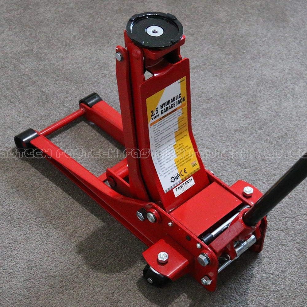 GEC T830026 Hydraulic 2.5 Ton Garage Jack in raised position
