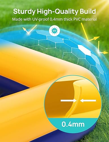 Vista 33 de EVAJOY - Centro de juegos inflable, piscina infantil con tobogán para niños, aspersor, tema de hielo y nieve con muñecas inflables, fácil