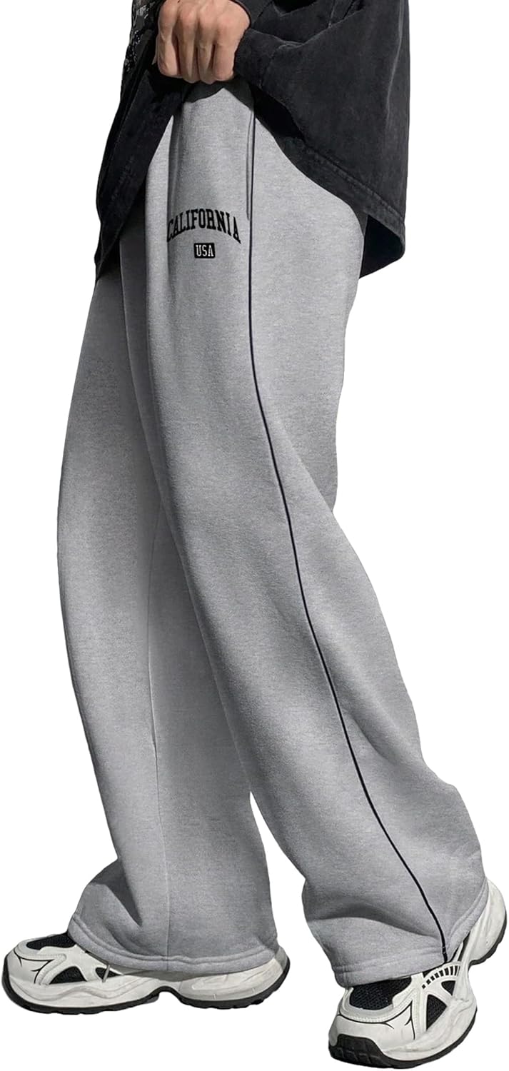 EXARUS Boys Sweatpants Wide Leg Baggy Track Sweat Pants Elastic Waist Graphic Teen Athletic with Pockets Casual 8-14Y