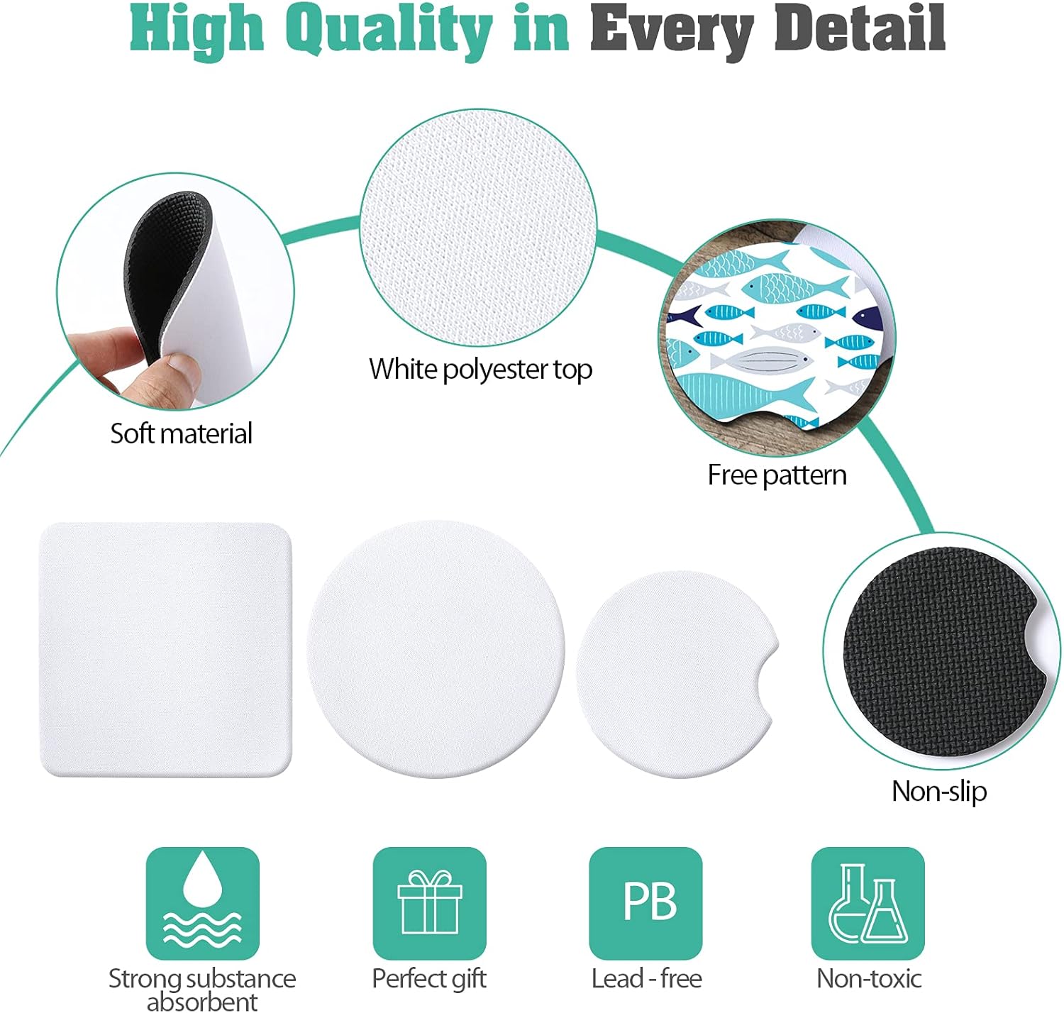 100 Pieces Sublimation Blank Cup Coasters Bulk Square Blank Cup Mat Rubber for Sublimation Transfer Heat Press Printing DIY Crafts 3.93 x 3.93 Inch