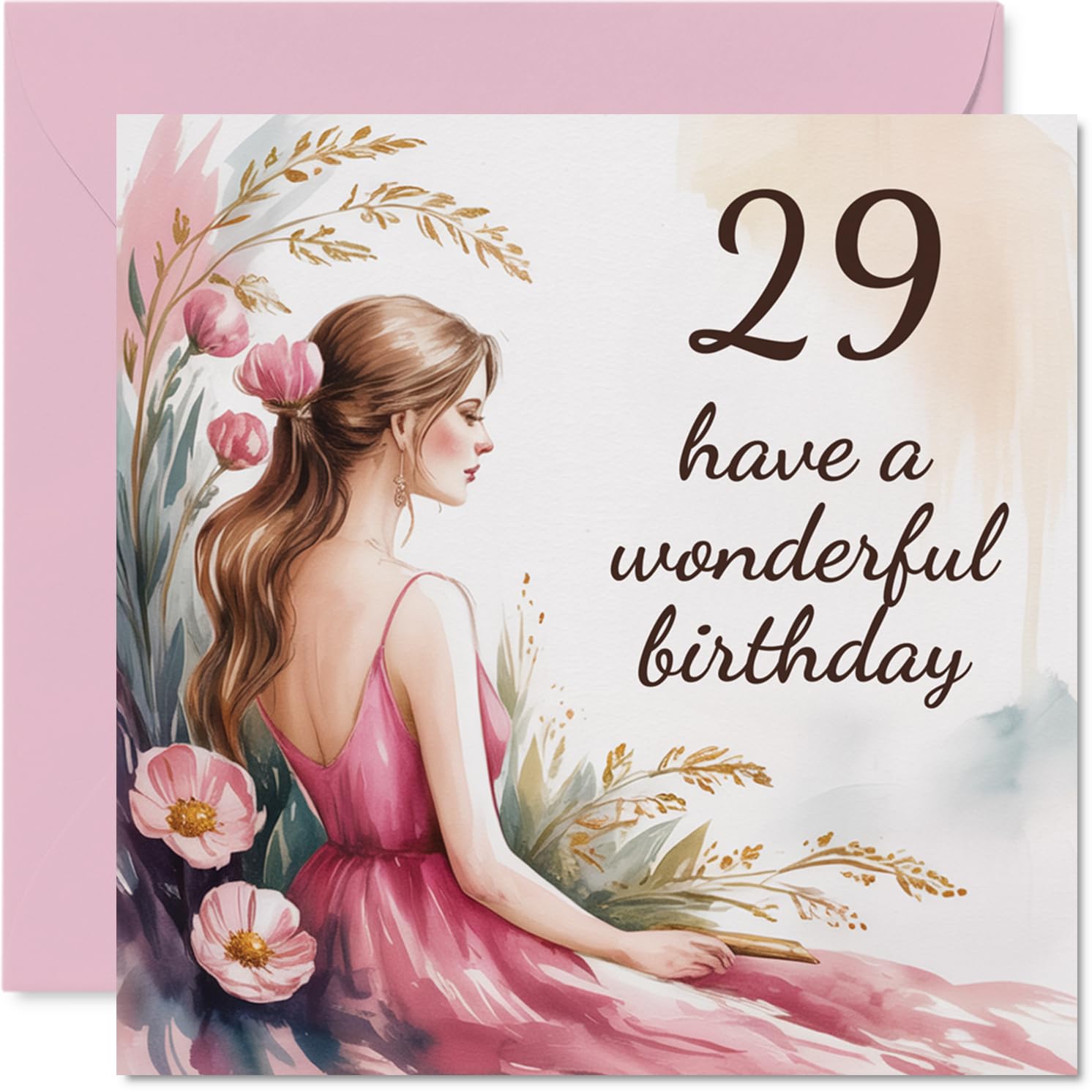 29th Birthday Cards for Women - Flower Girl - Happy Birthday Card for 29 Year Old Woman Daughter Colleague Neighbour Cousin, 145mm Bday Greeting Cards