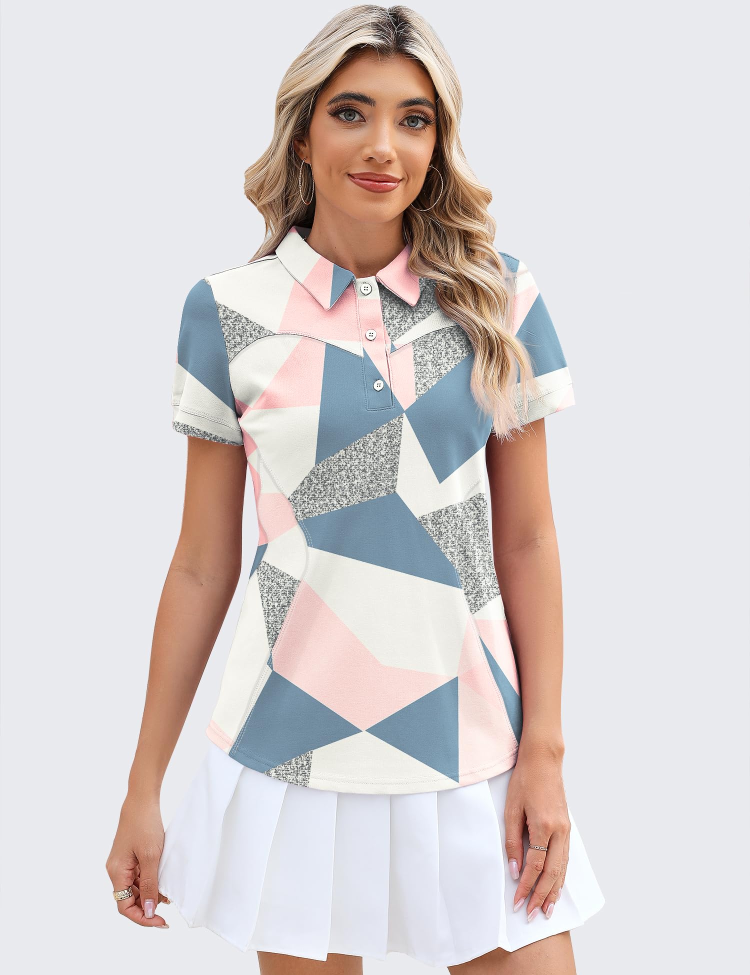 IECCP Poloshirts für Damen Kurzarm Polohemd Schnelltrocknend Golf Tennis Shirts Leicht Atmungsaktiv Tops Workout Sommershirts
