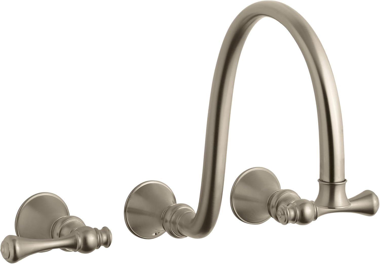 KOHLER K-T16107-4A-BV Revival Wall-Mount Lavatory Faucet Trim with Traditional Lever Handles and 12" Spout, Valve Not Included, Vibrant Brushed Bronze