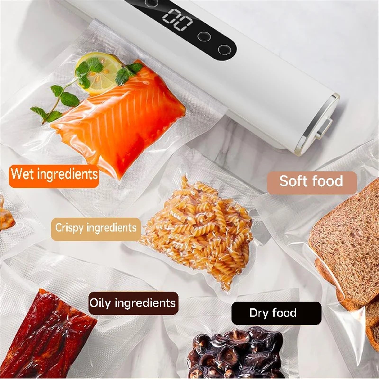 Selladora al vacío, Sellador Al Vacío Para Alimentos, Máquina Selladora De Productos Cocina, Bolsas Plástico Para Embalaje,para conservar carne, pescado, frutas y verduras