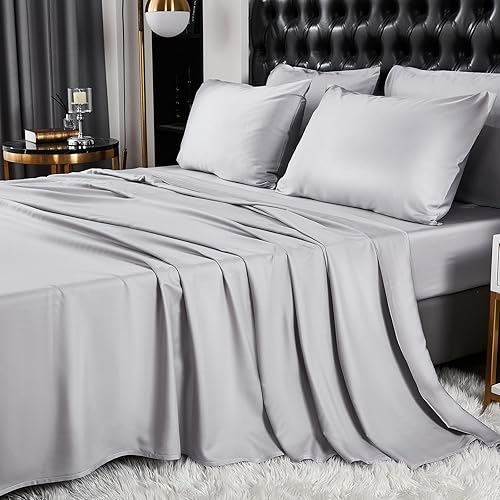 Miniatura 2 de Merryword Juego de sábanas y fundas de almohada 100 % modal, tamaño Queen, 4 piezas, ultra suave, refrescante, transpirable, elásticas para todas