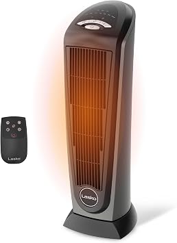 Lasko 23 Ceramic Tower Space Heater with Remote Control - Silver - 751320