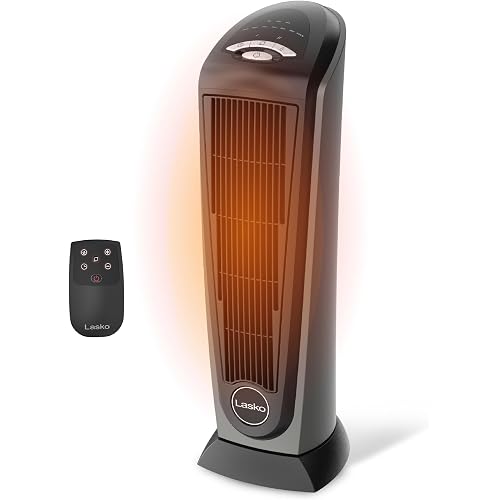 Lasko 23" Ceramic Tower Space Heater with Remote Control - Silver - 751320