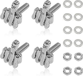 4PCS License Plate Bolts, Universal Finger Style Stainless Steel License Plate Screw Fastener Kit for Motorcycle Chopper Windshield Trim Car Tag Frame (Silver)