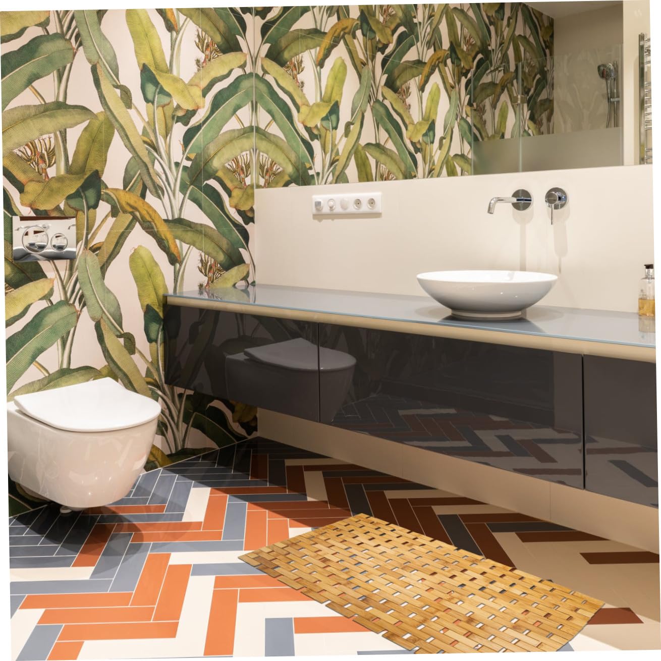 BESPORTBLE Bambusmatte rutschfeste Fußmatte 40x60cm Verschleißfestes Bambusgewebe Naturstil Blockdesign Anti Rutsch Badezimmer und Eingangsbereichsmatte