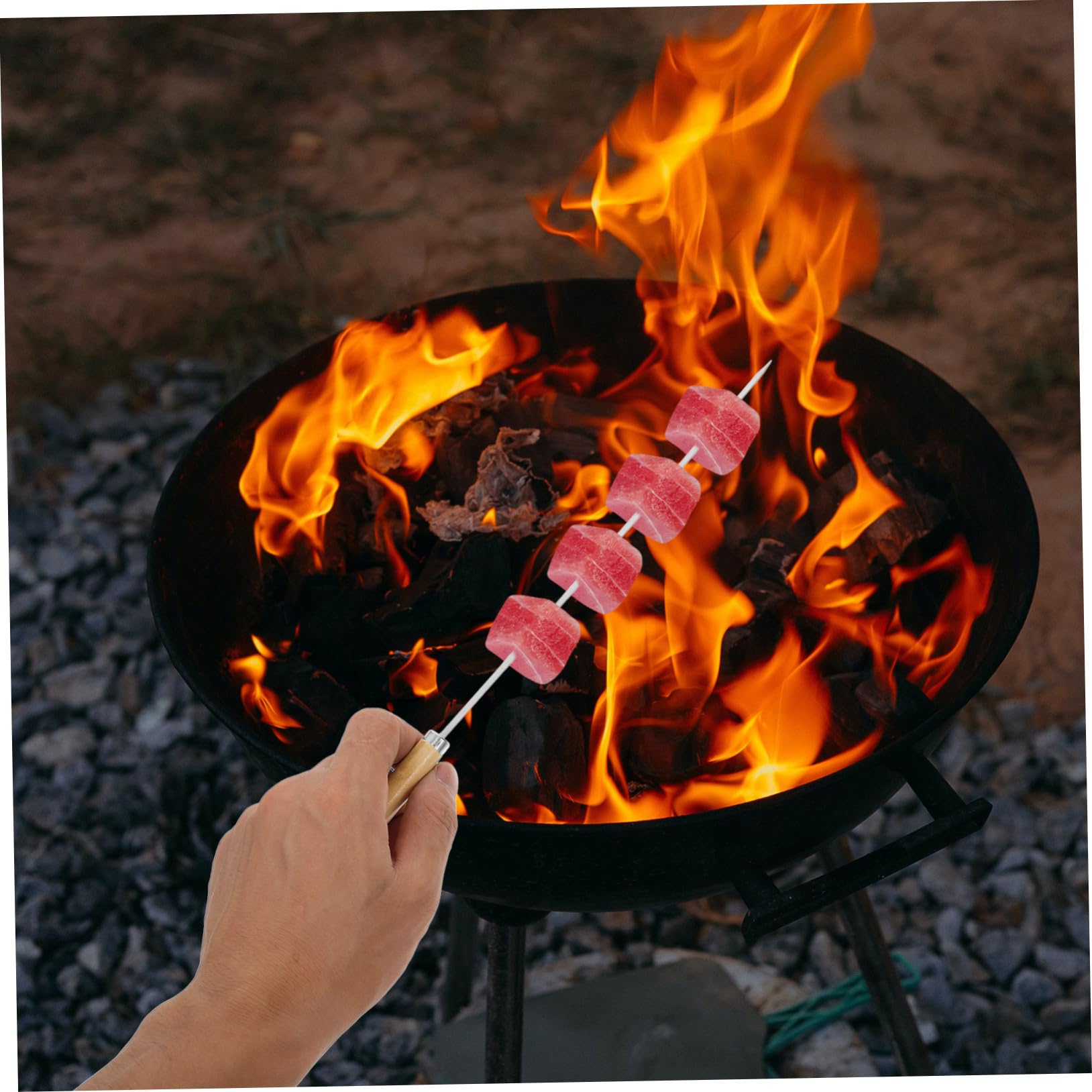 Gatuida 50pezzi Spiedini per Barbecue in Acciaio Inox per Grigliate Manici in Legno Antiscivolo Include Spiedini Rotondi e Piatti Quantità Generosa per Carne Pollo Gamberetti e Verdure