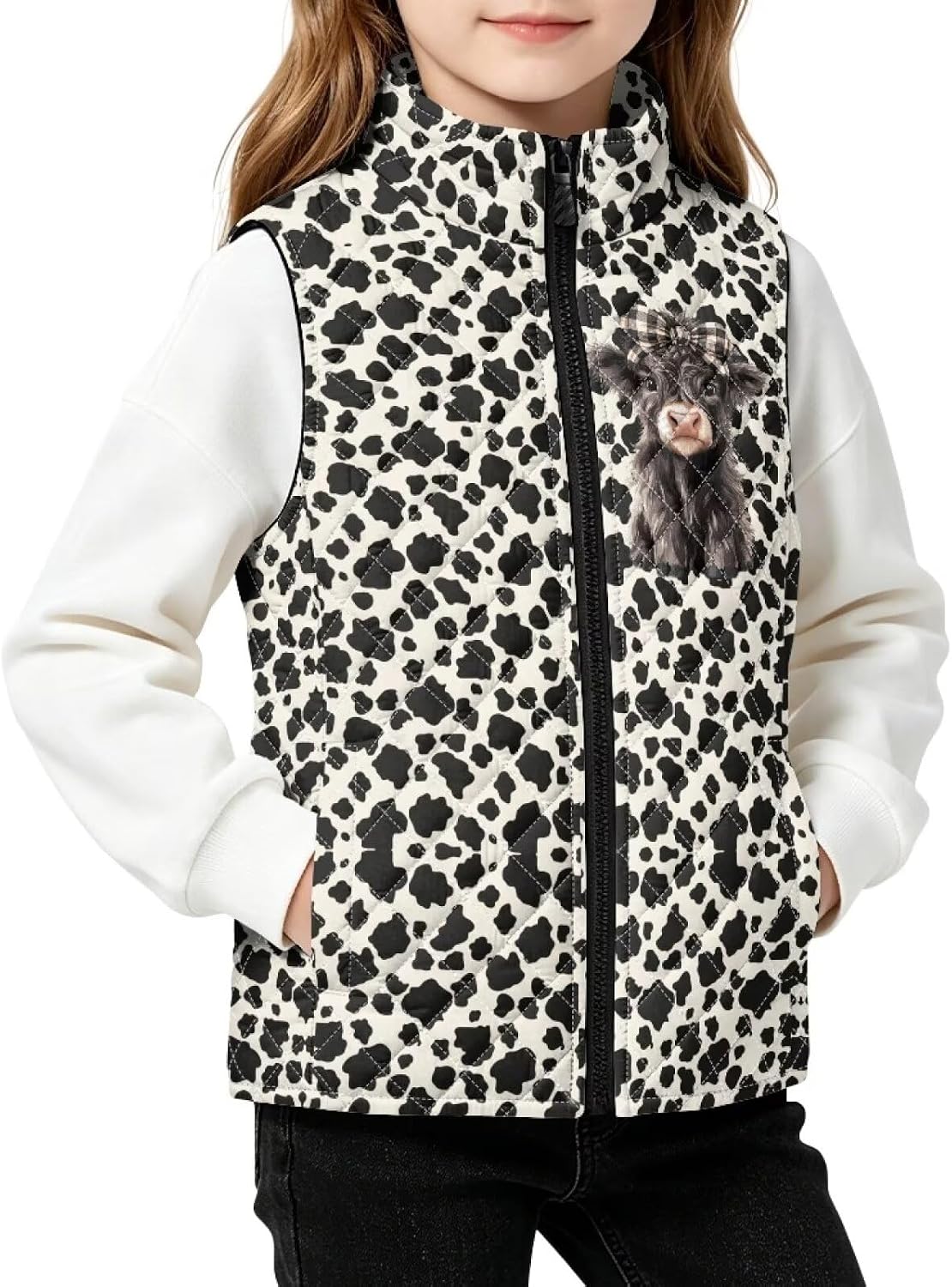 DISNIMO Graphic Kids Stand Collar Quilted Vest with 2 Pockets, 2-12Y