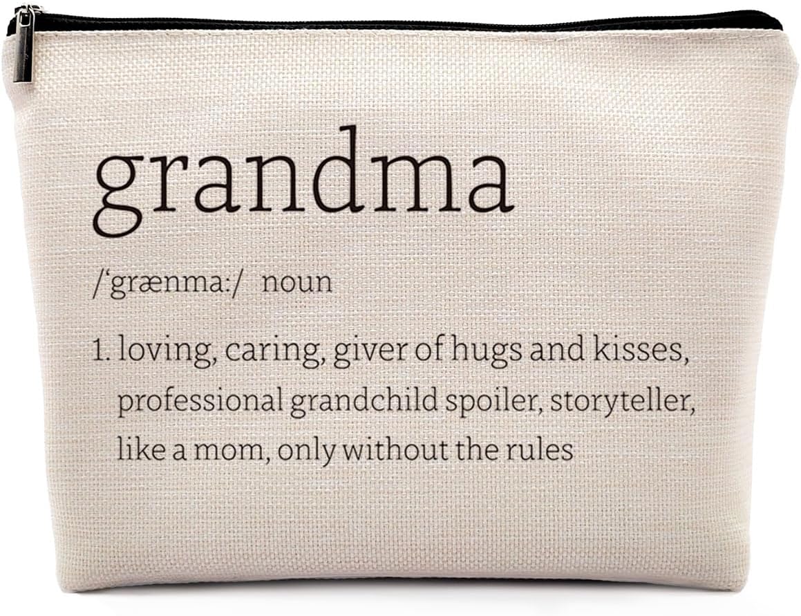 Mothers Day Gifts for Grandma Cosmetic Bag, Grandma Birthday Gifts from Grandchildren Makeup Bag for Purse, Thanksgiving Christmas Gifts for Nana Mimi Grandma Definition Travel Toiletry Bag