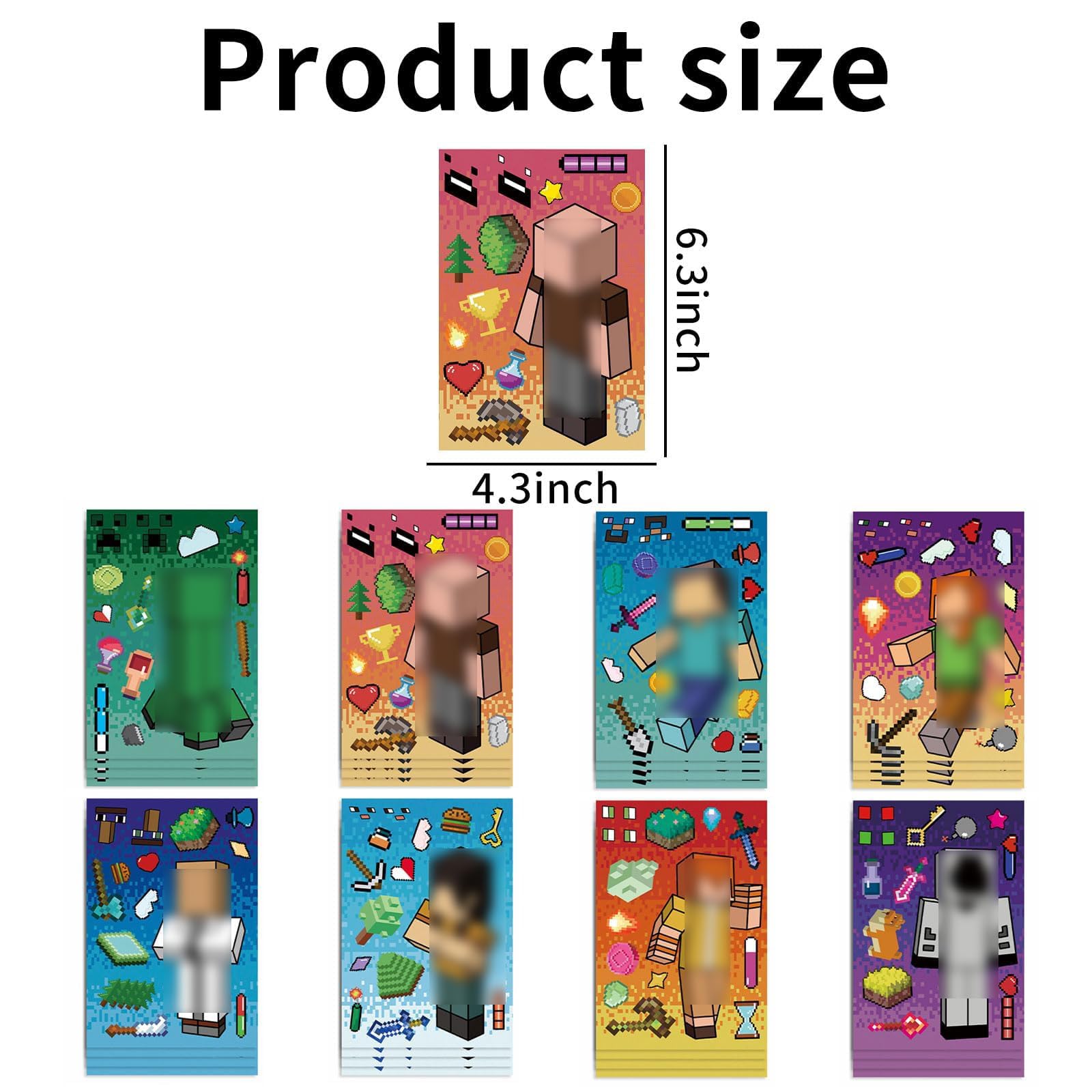 8 Pcs Stickers, Temporary Tattoo Stickers for Kids, Gaming Stickers for Water Bottles, Notebooks and Accessories, 11x16CM Paper, DIY Crafts and Party Favors 2