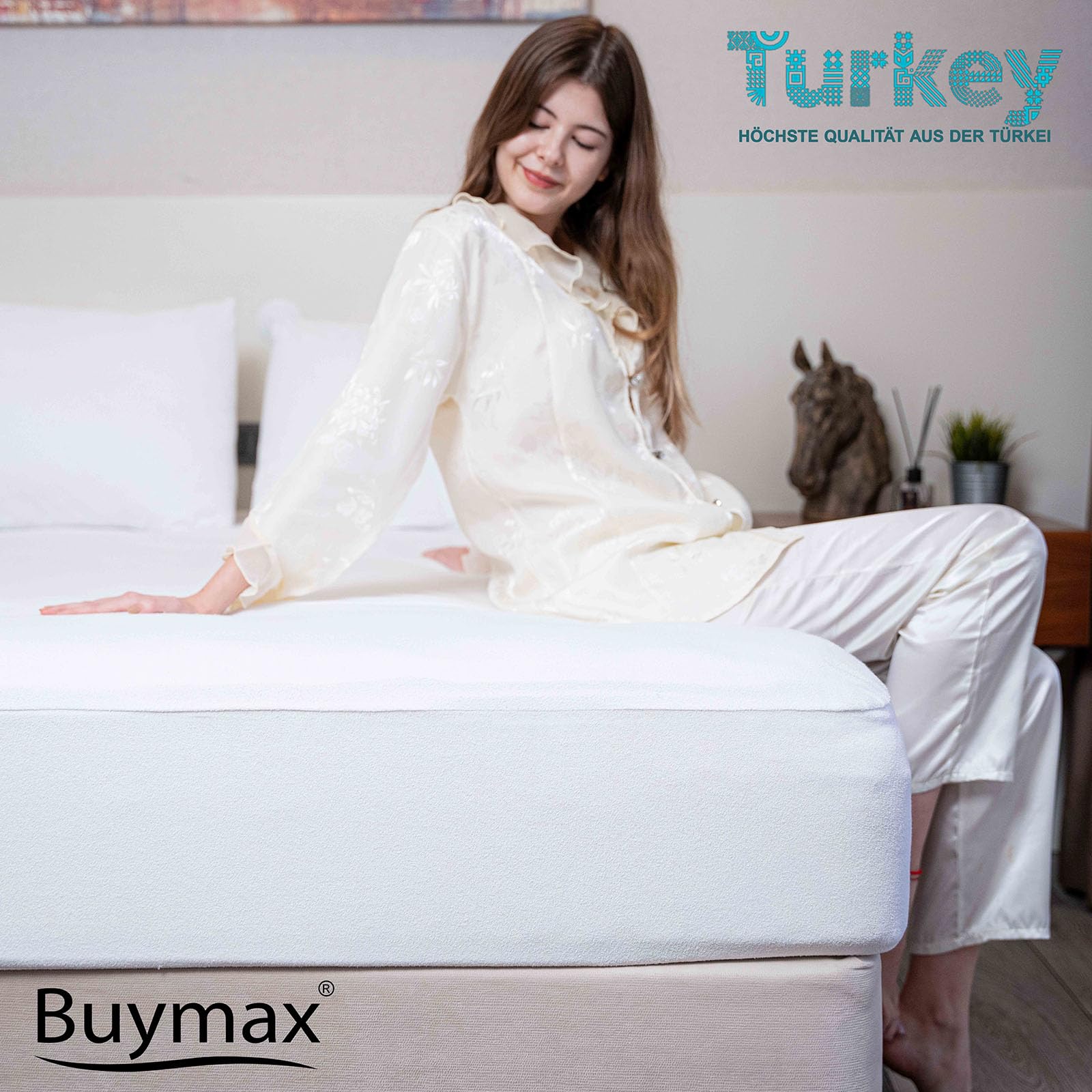 Buymax Matratzenschoner 90x200 cm Wasserdicht, 2er-Set, wasserdichte Spannbettlaken ohne Knistern, Inkontinenzauflage Rundumgummi Atmungsaktiv Rundumbezug Anti-Milben Bezug waschbar